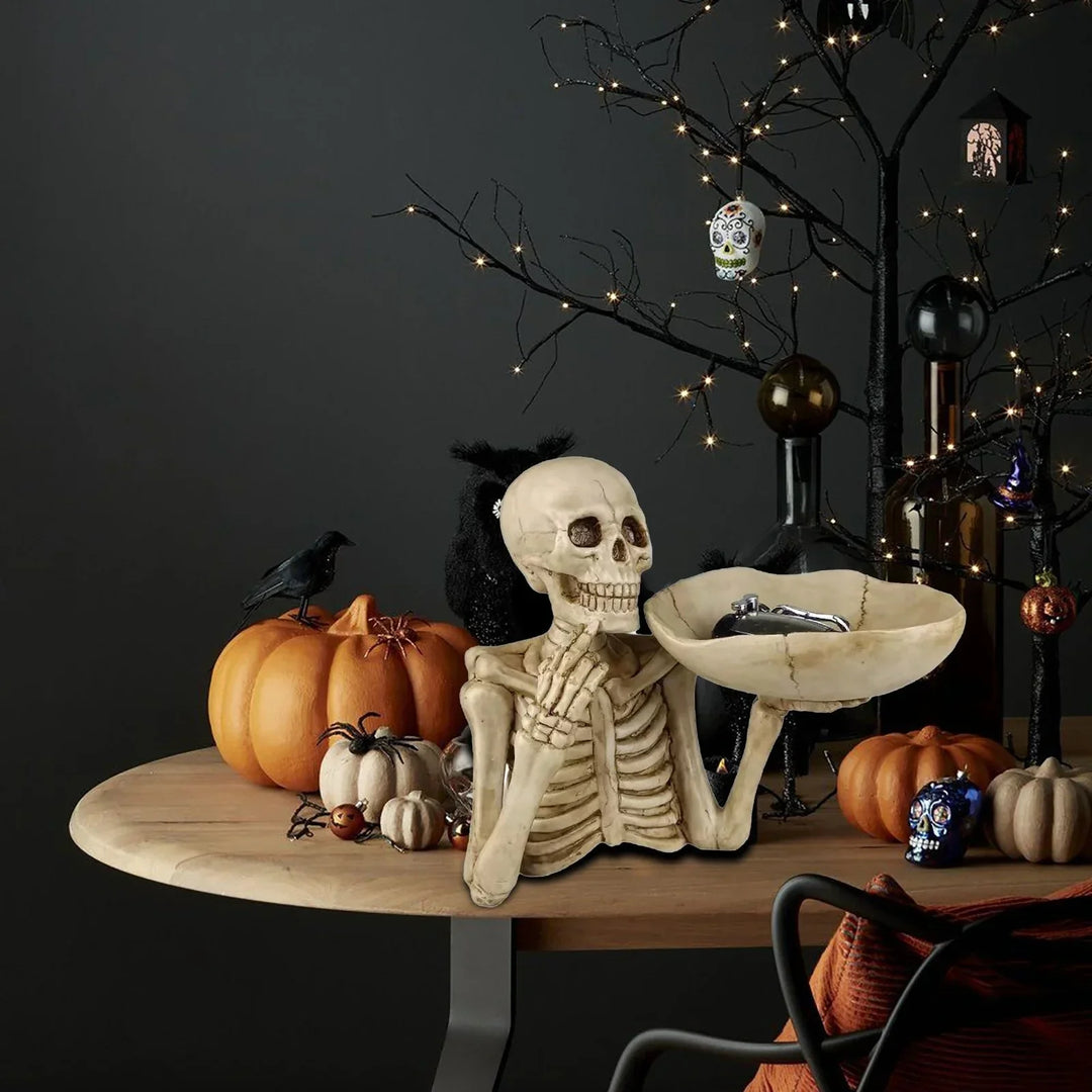 BowLift | SkullServe | Skull Decor Tray made of Resin | Gothic & Halloween Accent | Versatile Use