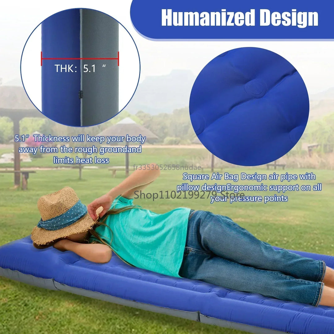BowLift | TrekBreeze Camping Sleeping Pad Self-Inflating | 12 cm Thick | With Foot Pump & Connectable | Ultralight & Waterproof