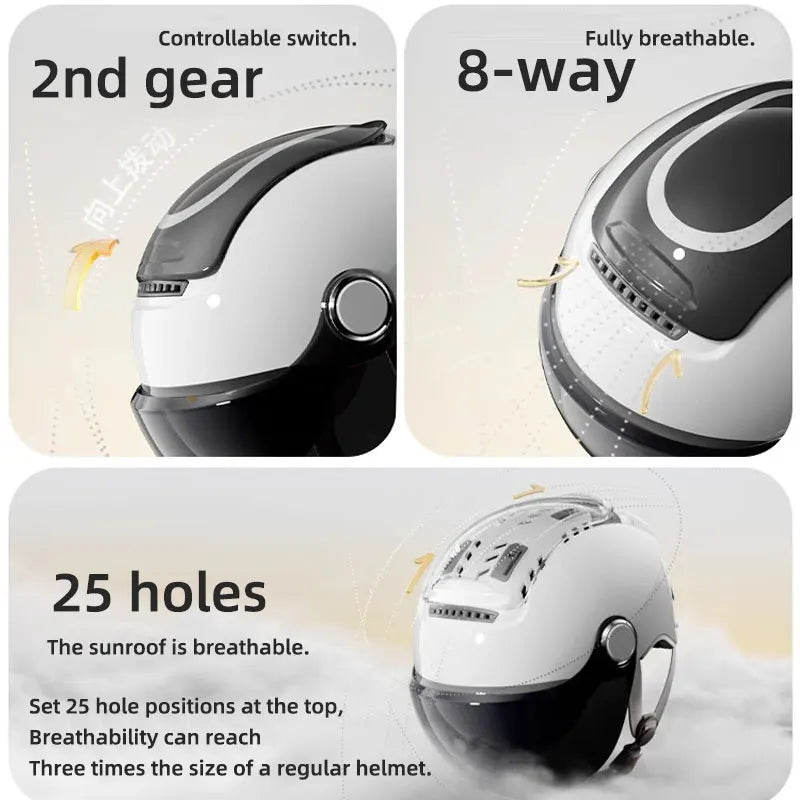 BowLift | Open Face Motorcycle Helmet with Dual Lenses & Breathable Summer Design – RiderMax