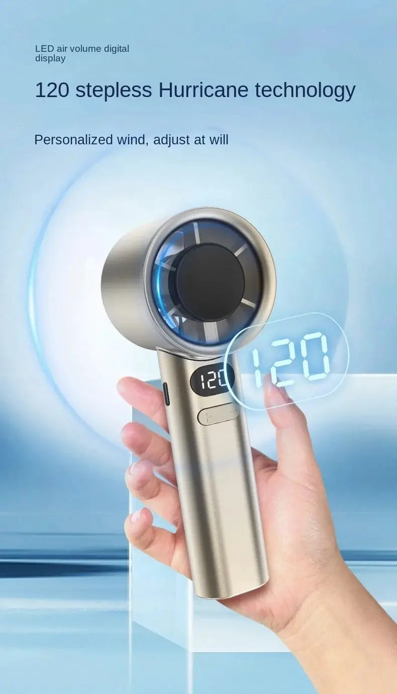 Portable Mini Bladeless Hand Fan – USB Rechargeable Handheld Personal Fan with 120-Speed High-Speed Airflow, Electric Cooling Fan | Bowlift