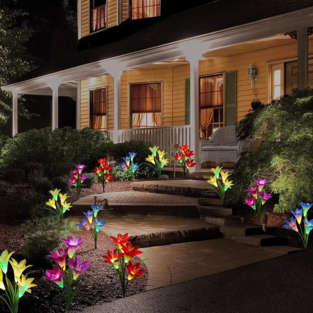 BowLift | Solar LED flower lights in lily shape – Color-changing garden lights with stake for outdoor areas