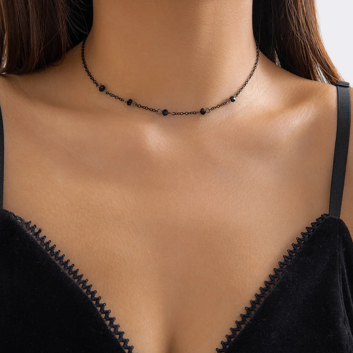 BowLift | Dainty Black Spaced Beads Necklace