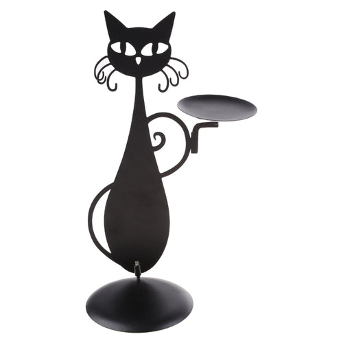 Midnight Panther - Mystical Black Cat Candle Holder Bowlift