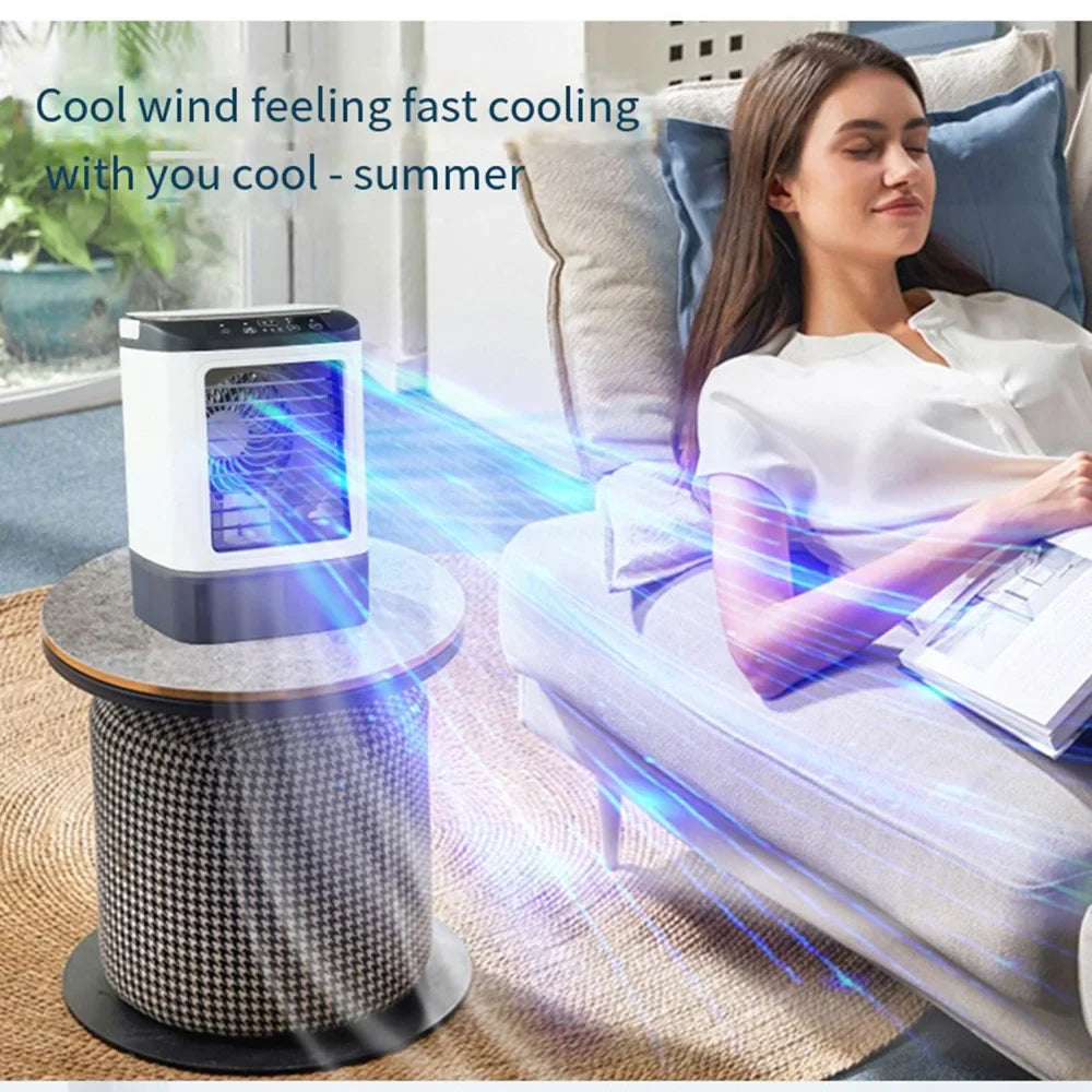 USB Portable Mini Air Conditioner Fan – 3-Speed Desktop Cooling Fan with LED Night Light, Air Cooler for Home, Office, and Camping | Bowlift