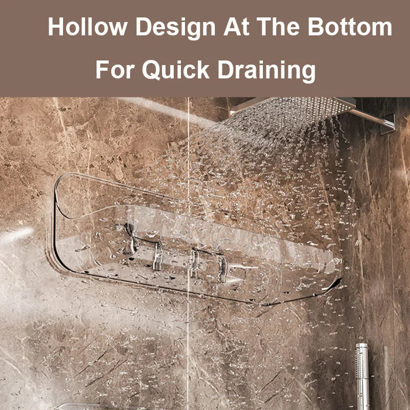 BowLift | Acrylix Pro | Acrylic Bathroom Shelf Without Drilling | Wall Mounted Shower Shelf | Cosmetic & Shampoo Holder | Transparent | 12×9×8 cm / 24×9×8 cm