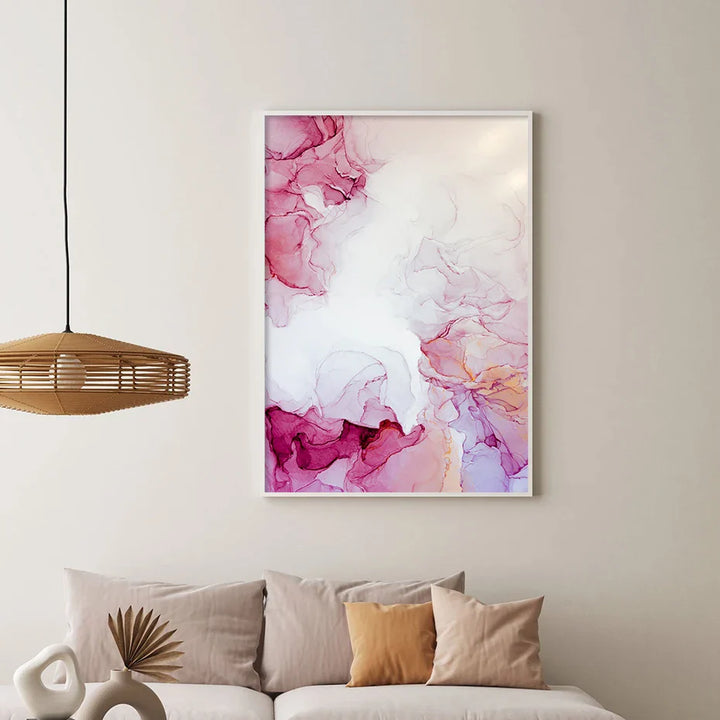 Abstract Minimalist Pink Ink Marble Print Wall Art Fine Art Canvas Prints Pictures For Living Room Bedroom Hotel Room Art Decor | Bowlift