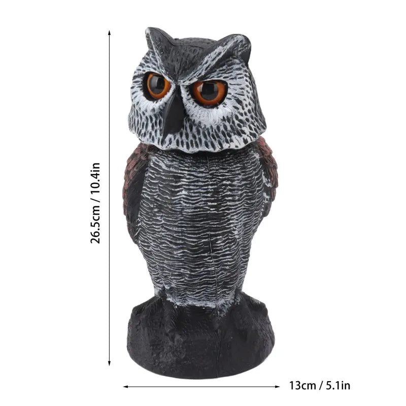 BowLift | Aviron Bird Deterrent Owl | Movable Head & Wind Blade | Natural Repellent | For Garden & Balcony