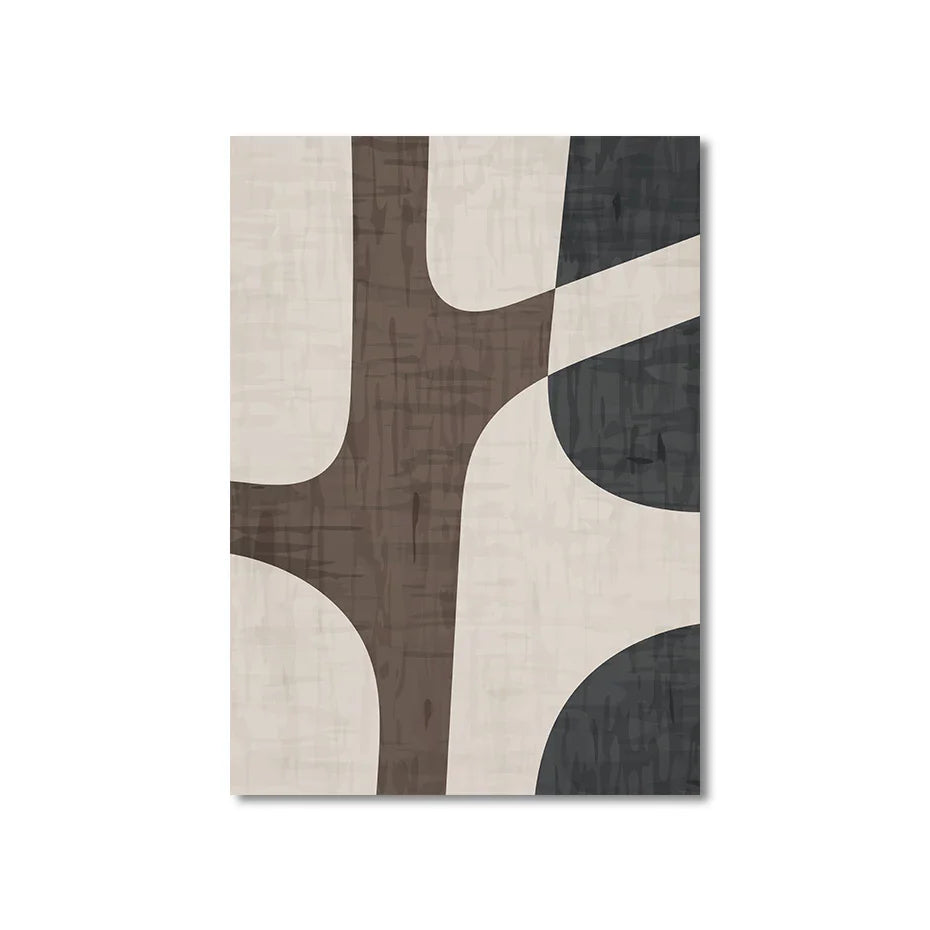 Modern Geometric Brown Beige Abstract Wall Art Fine Art Canvas Prints Pictures For Living Room Bedroom Contemporary Interior Decor | Bowlift
