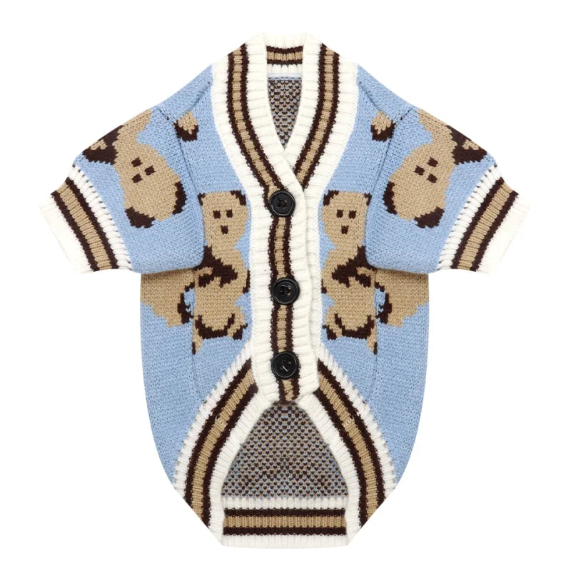 Dog cardigan made of knit warm and striped Bowlift