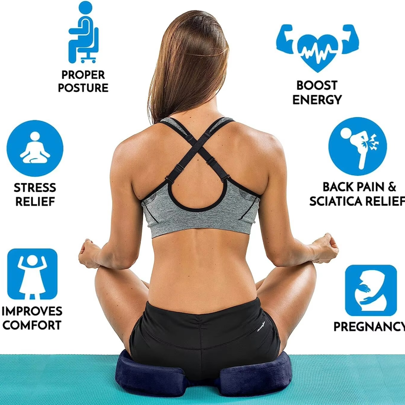 BowLift | Gel Seat Cushion with Memory Foam and Non-Slip Support for Office, Car, and Home