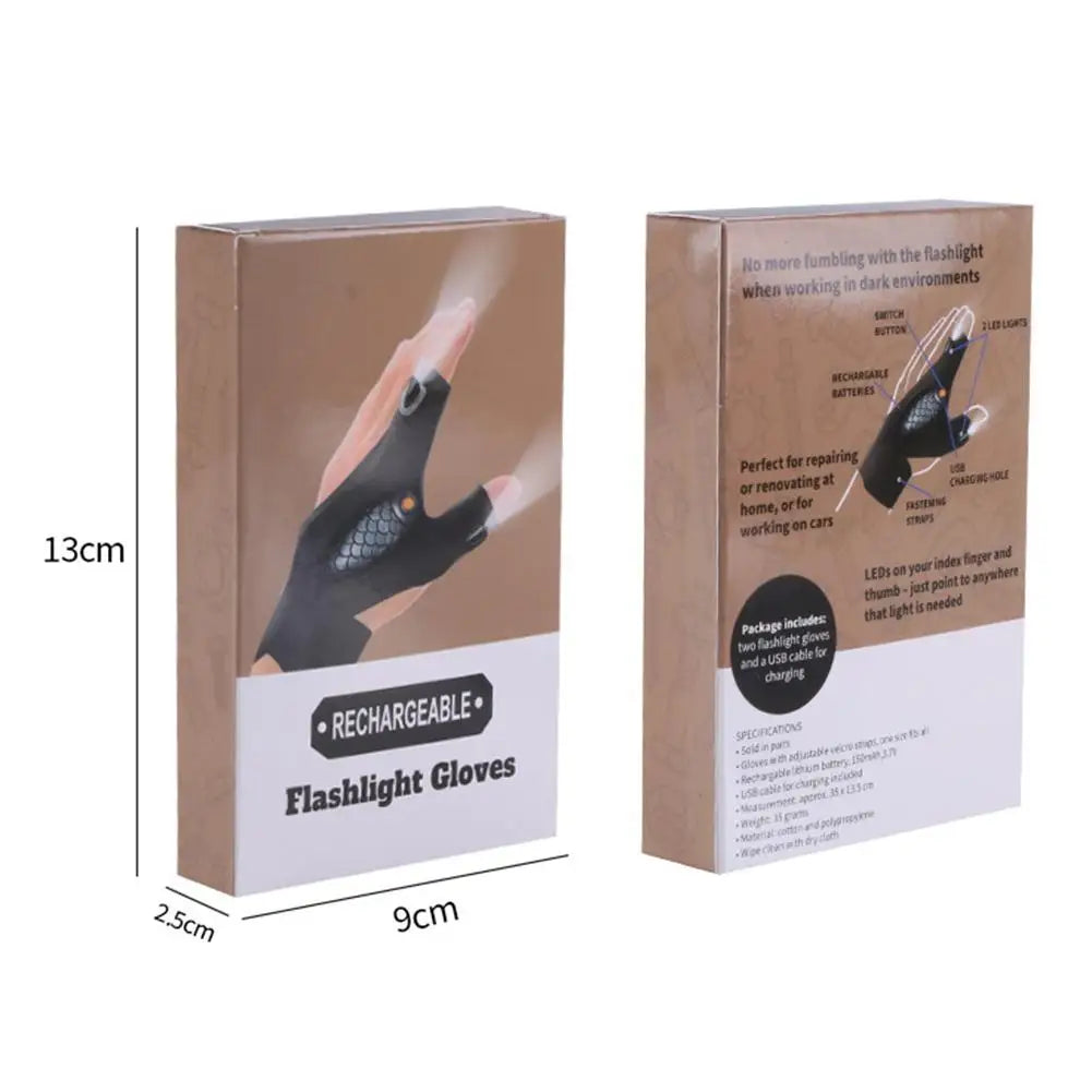 Rechargeable Fingerless Repair Fishing LED Gloves | Bowlift