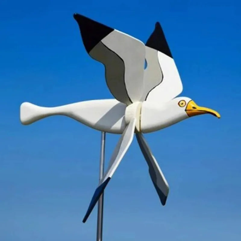 BowLift | Garden decor wind bird SkyGull | Creative wind spinner with seagull motif | Weatherproof & height adjustable | 25 cm figure
