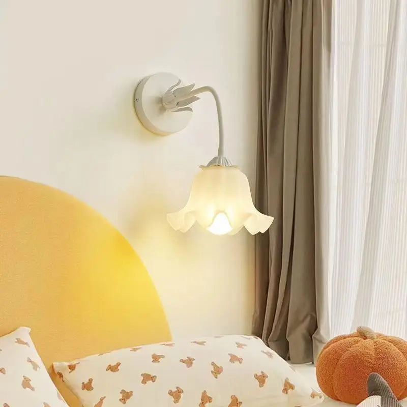 FrenchBloom Wall Light – Bedroom Flower Lamp Bowlift