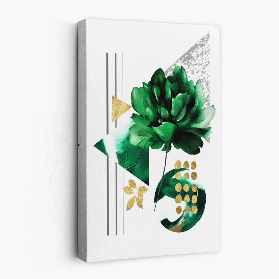 Abstract Green Gold Botanical Canvas No. 1 | Bowlift