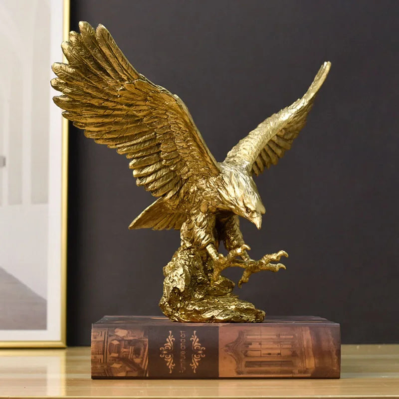 BowLift | Resin Golden Eagle Statue Art Animal Model Collection Ornament Home Office Desk Feng Shui Decor Figures simple