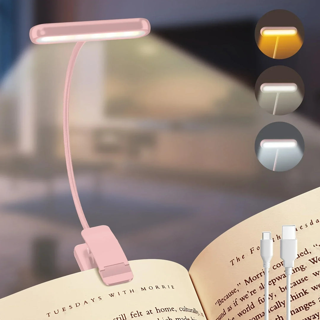 BowLift | Reading lamp FlexiRead | USB rechargeable | 3 light colors & dimmable | Clip & flexible arm