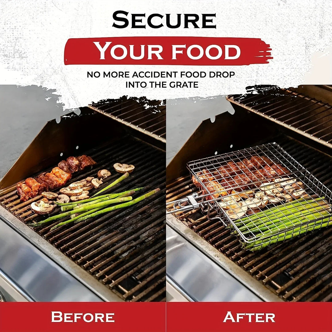 BowLift | Grillaro BBQ Basket | Foldable & Non-Stick | Stainless Steel & Heat Resistant | For Meat & Vegetables