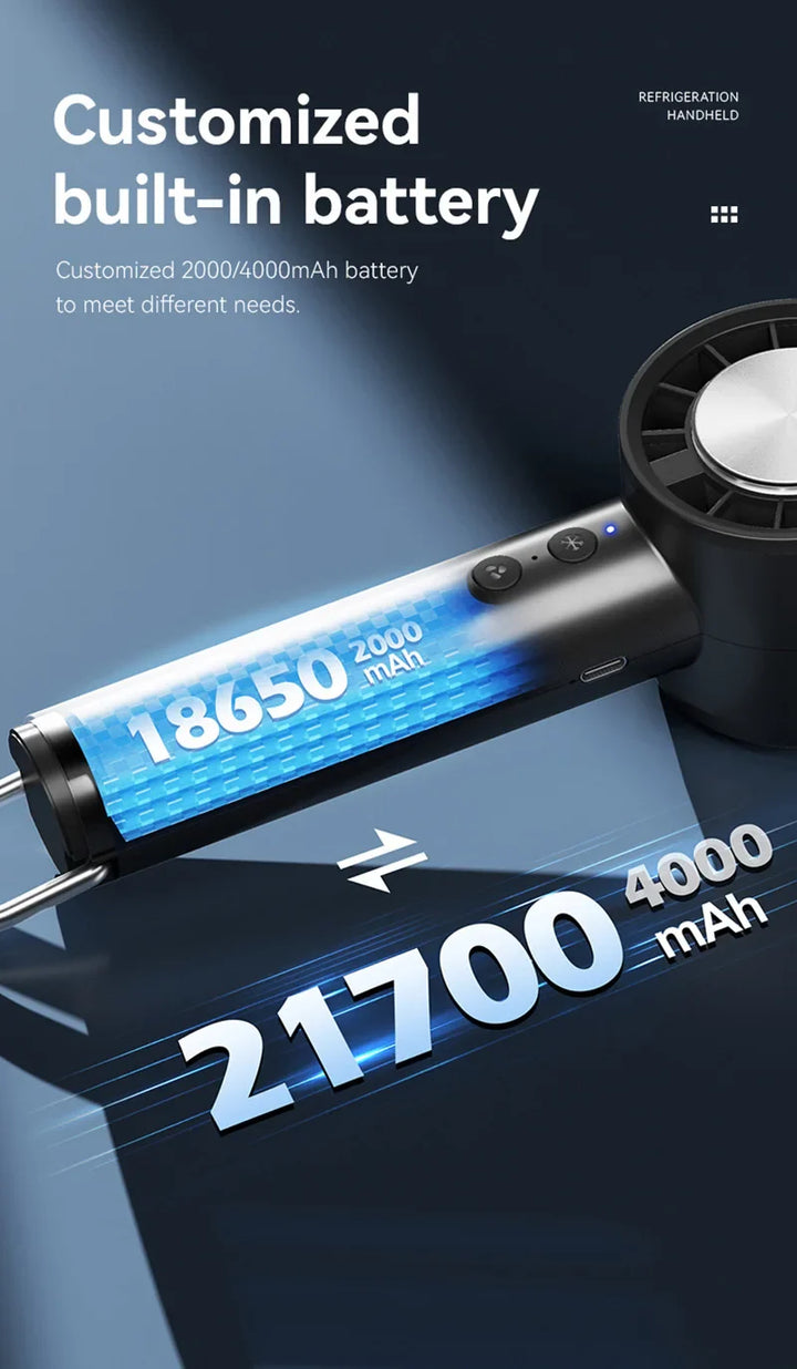 Silent High-Speed USB Handheld Fan – Portable Small Fan with LED Display, High Wind Power, and Cooling Air Conditioner Function | Bowlift