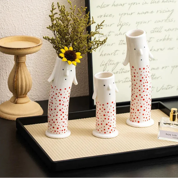 Lovely Cartoon Figures Ceramic Vase | Bowlift