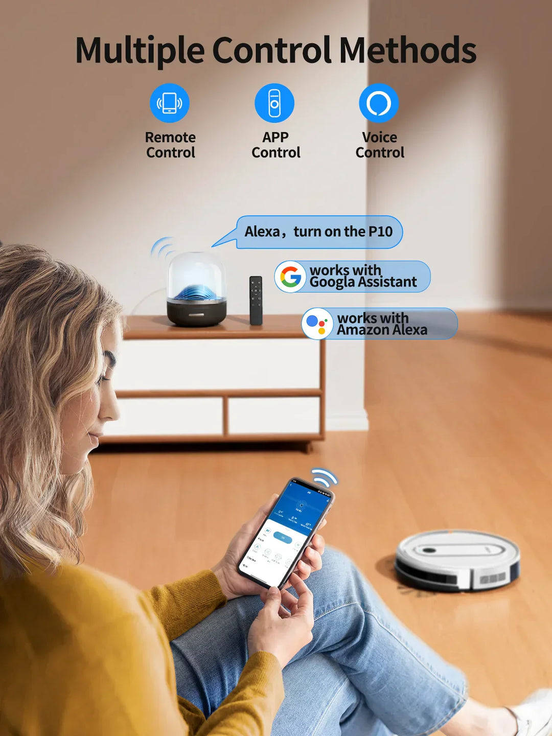 BowLift | SmartClean P10 | 2-in-1 Vacuum and Mop Robot | Gyroscope Navigation | App Control