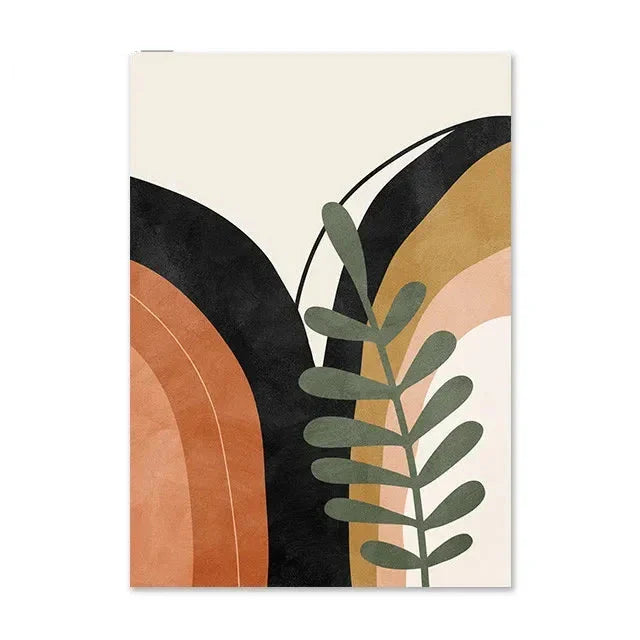 Terracotta Moon Abstract Bohemian Botanical Still Life Wall Art Fine Art Canvas Prints Gallery Wall Pictures For Modern Living Room Dining Room Art Decor | Bowlift
