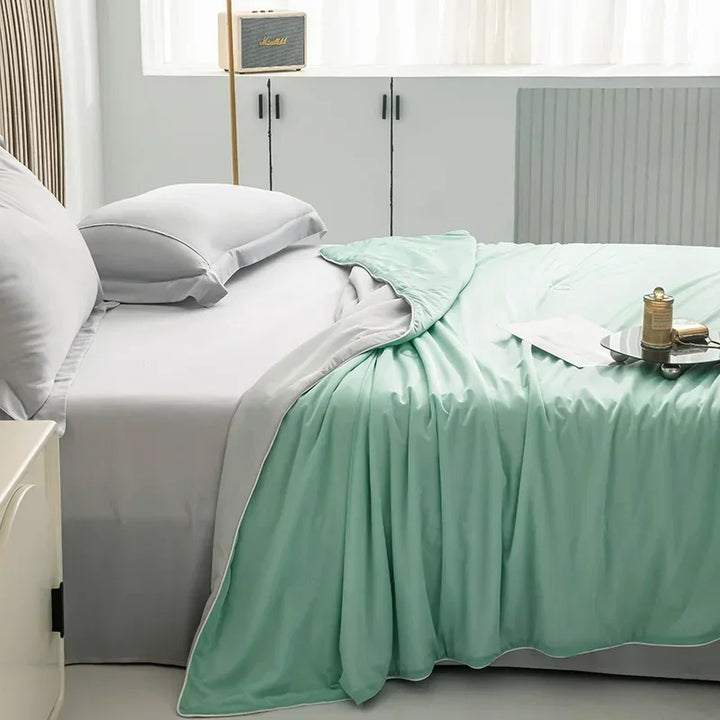 Air Condition Summer Comforter — Pure Color Ice Silk Cooling Blanket, Lightweight & Smooth Twin/King Size Quilt | Bowlift