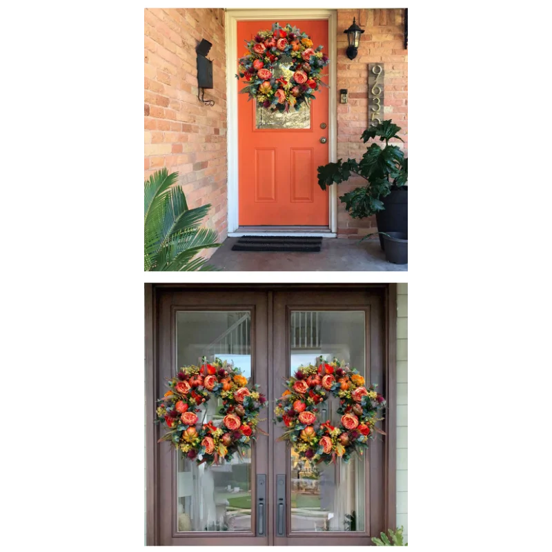 BowLift | Autumna Charm Autumn Door Wreath | Pumpkin & Rattan | 40 cm | Handmade Decoration for Autumn & Thanksgiving