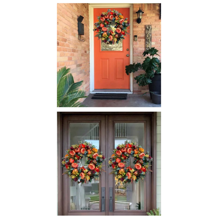 BowLift | Autumna Charm Autumn Door Wreath | Pumpkin & Rattan | 40 cm | Handmade Decoration for Autumn & Thanksgiving