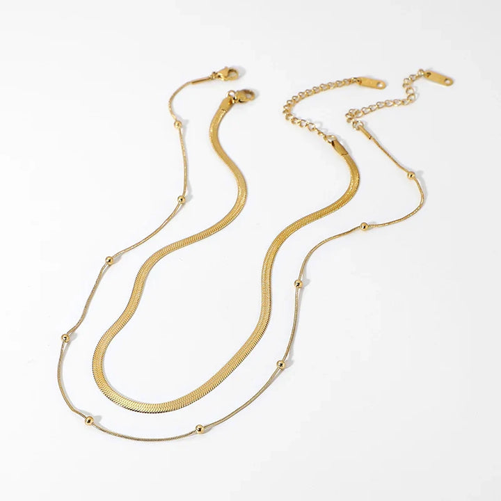 BowLift | 14k Herringbone & Satellite Chain Necklace Stack