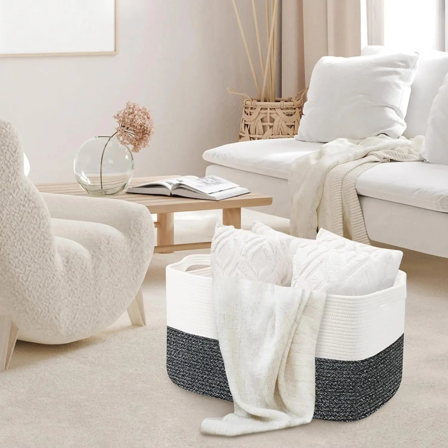 BowLift | Extra Large Woven Cotton Rope Toy & Blanket Storage Basket – Marlow