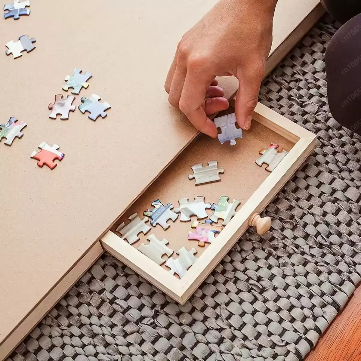BowLift | Folding Wooden Puzzle Table with 4 Storage Drawers for Up to 1500 Pieces