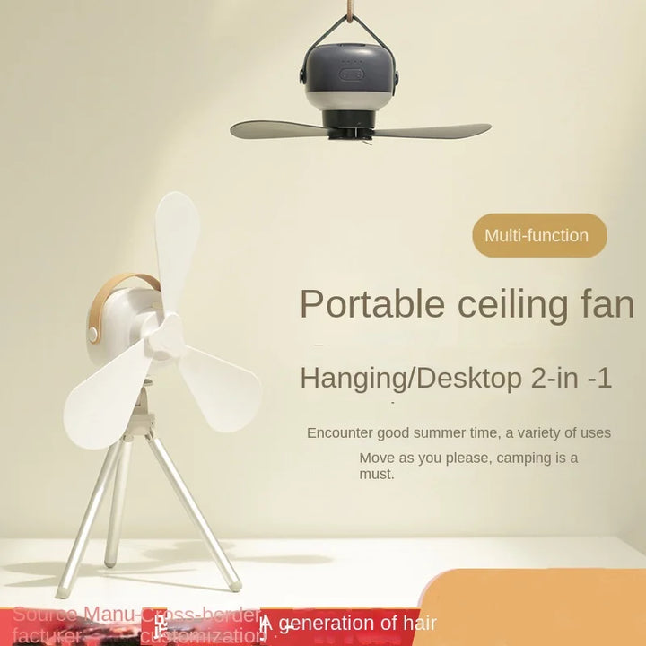 Portable Wireless Mini Ceiling Fan – USB Fan with Remote Control, Stand, Night Light for Home, Outdoor & Camping | Bowlift