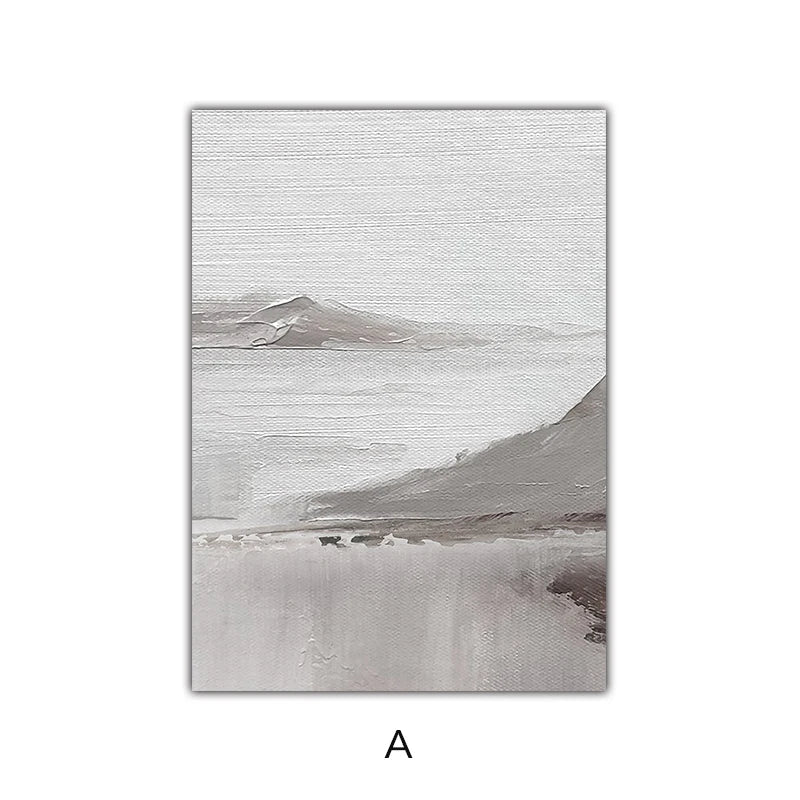 Abstract Gray Mountain Landscape Wall Art Fine Art Canvas Prints Pictures For Modern Apartment Living Room Dining Room Art Decor | Bowlift