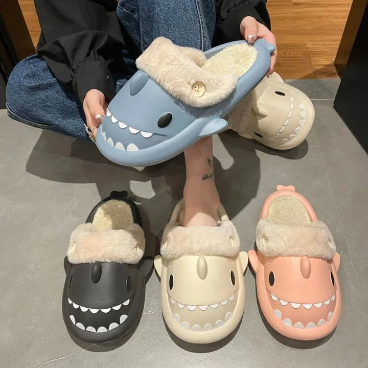 Funny Shark Slippers made of Cotton – Warm and Cozy Slippers for Men and Women, Non-Slip and Comfortable | Bowlift