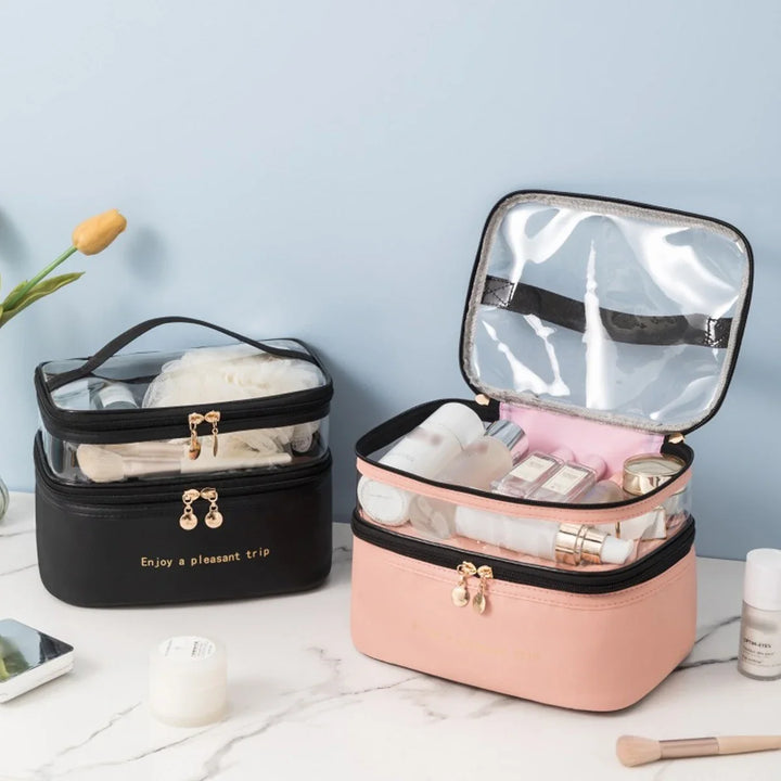 BowLift | Cosmetic Bag Lunavie | Double-Layer & Waterproof | Large Capacity | Transparent Lid