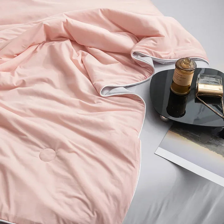 Air Condition Summer Comforter — Pure Color Ice Silk Cooling Blanket, Lightweight & Smooth Twin/King Size Quilt | Bowlift