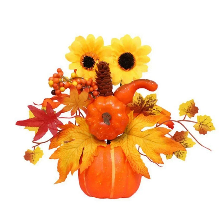 BowLift | Autumn Magic | Decorative Pumpkin with Artificial Flowers | 25–30 cm | Autumn & Halloween Decor