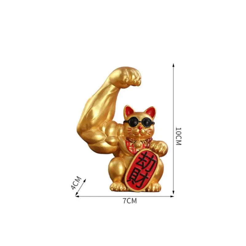 BowLift | Large hand, happy wealth, waving cat, gold-colored waving hand cat, home decoration, welcoming waving cat, sculpture, statue, decor, car ornament, shop gift