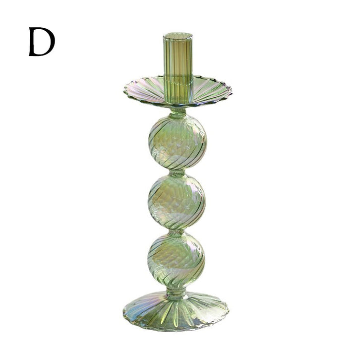 Ribbed Glass Candle Holders - Green | Bowlift