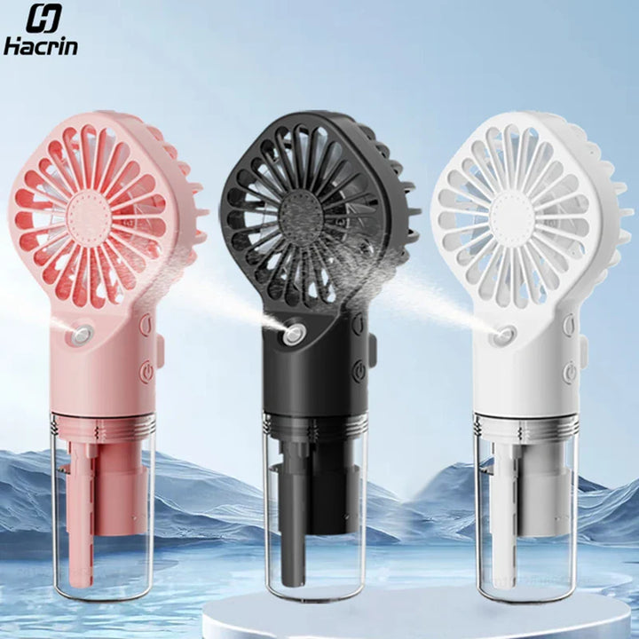 BowLift | Brisella Air Mini Hand Fan with Air Humidifier | 4-Stage Spray Function | USB Rechargeable | Portable & Quiet