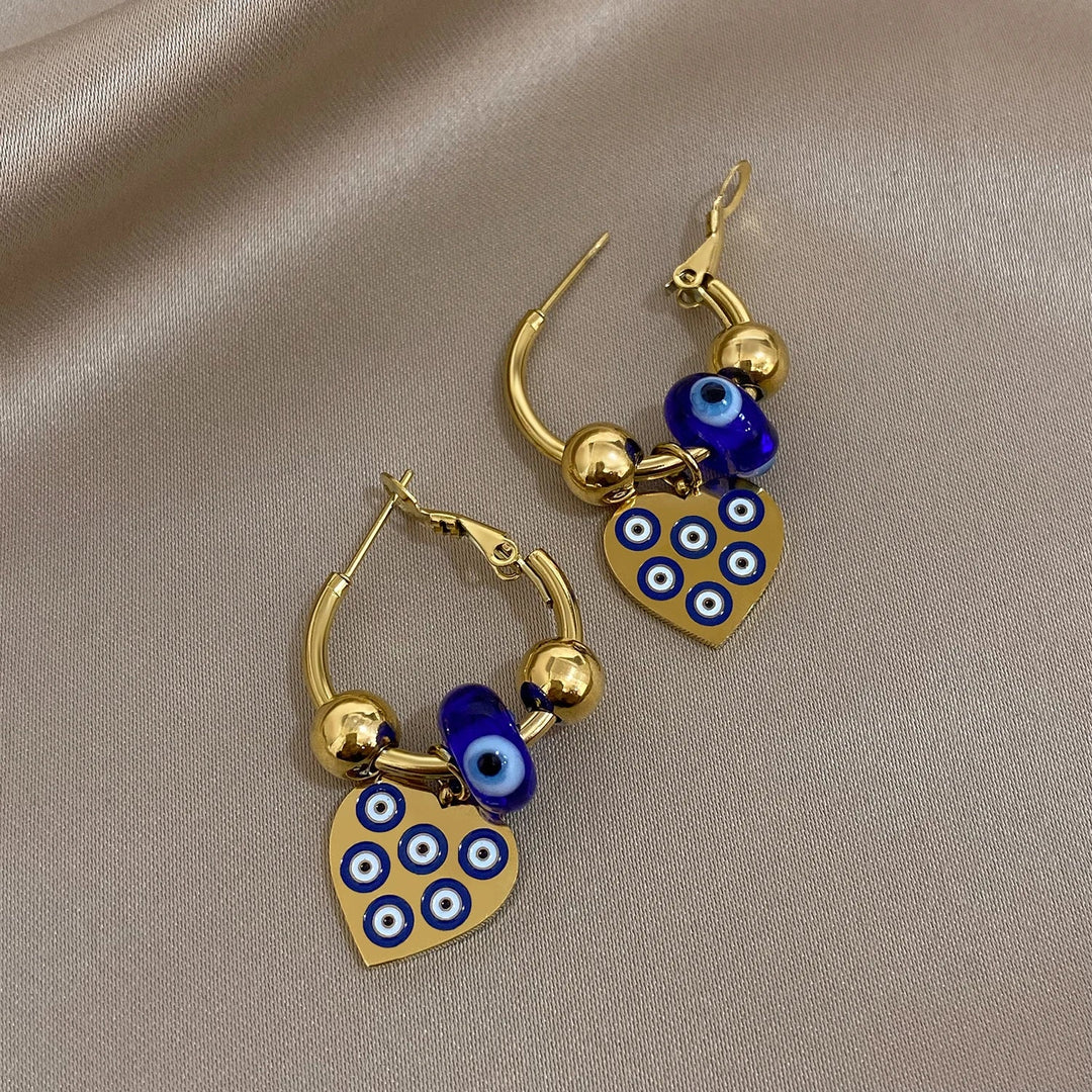 BowLift | Golden Evil Eye Heart Hoop Earrings
