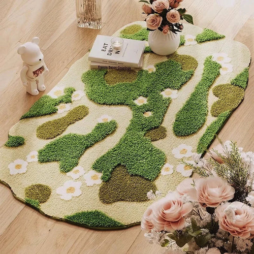 Long Tufting Moss Bedroom Rug | Bowlift