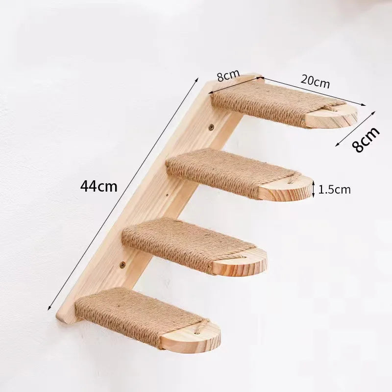 Cat climbing ladder for wall mounting made of wood with sisal Bowlift