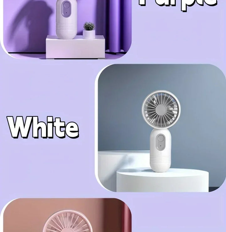 Mini Handheld USB Fan – 3-Speed Strong Wind Portable Desk Fan, Rechargeable for Students, Office, Outdoor, Travel, and Camping | Bowlift