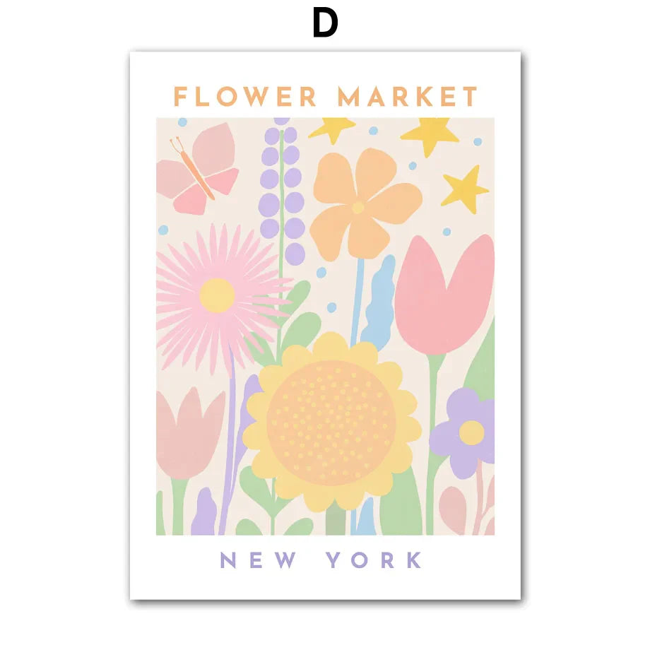 Pink Lavender Daisy Flower Market Posters Wall Art Fine Art Canvas Prints Pastel Floral Pictures For Living Room Bedroom Art Decor | Bowlift