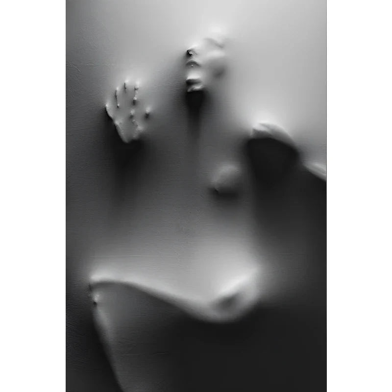 Modern Art Abstract Ghostly Figures In The Wall Canvas Prints Black White Wall Art Posters Pictures For Living Room Bedroom Art Decor | Bowlift