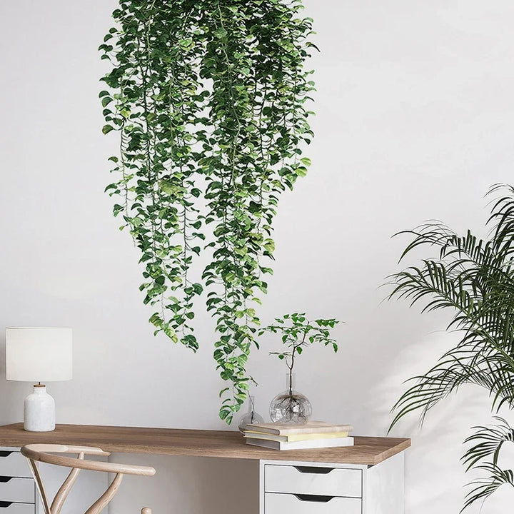 Realistic Green Vines Wall Decal 54x105cm Green Leaves Wall Sticker Removable Peel and Stick PVC Vinyl Wall Mural For Creative DIY Home Decor | Bowlift