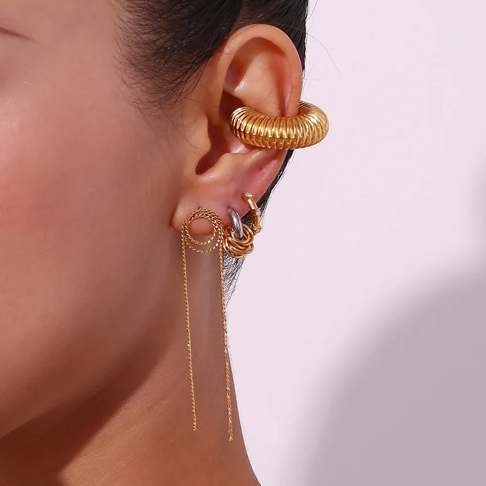 BowLift | Dainty Two Tone C Hoop Wrapped Earrings
