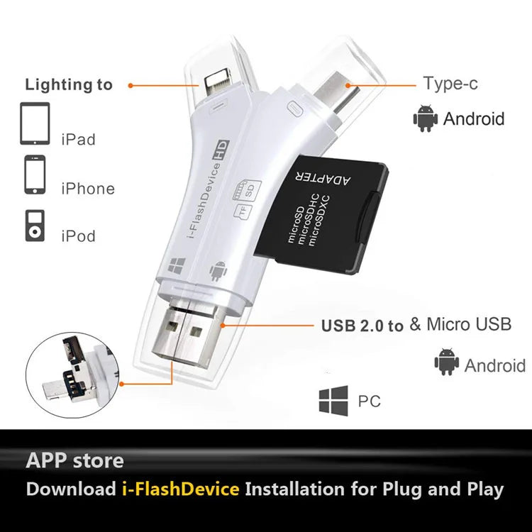 BowLift | 4 In 1 Flash Drive Card Reader