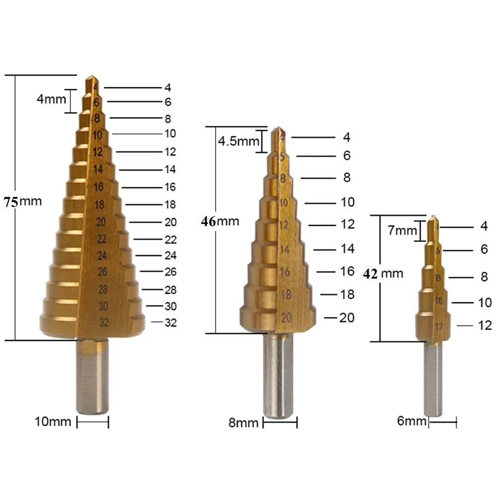 BowLift | 6-piece Titanium Drill Bit Set | For precise drilling through metal, wood, and other materials
